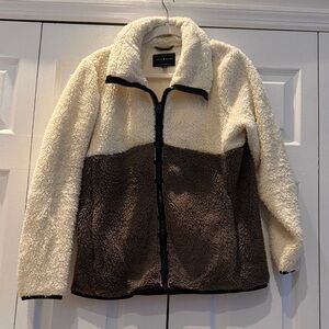 Lucky Brand Cream and Olive Teddy Jacket